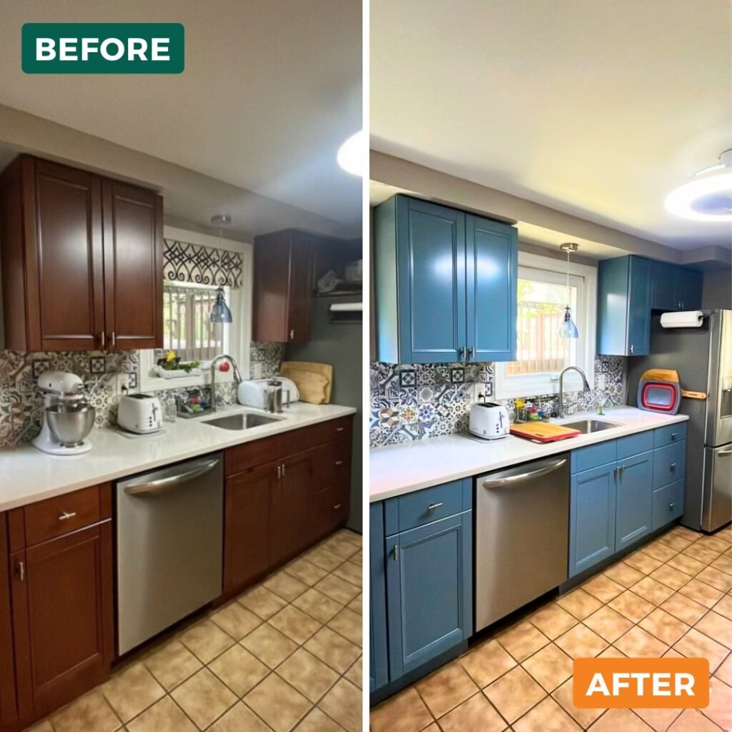 a kitchen before and after